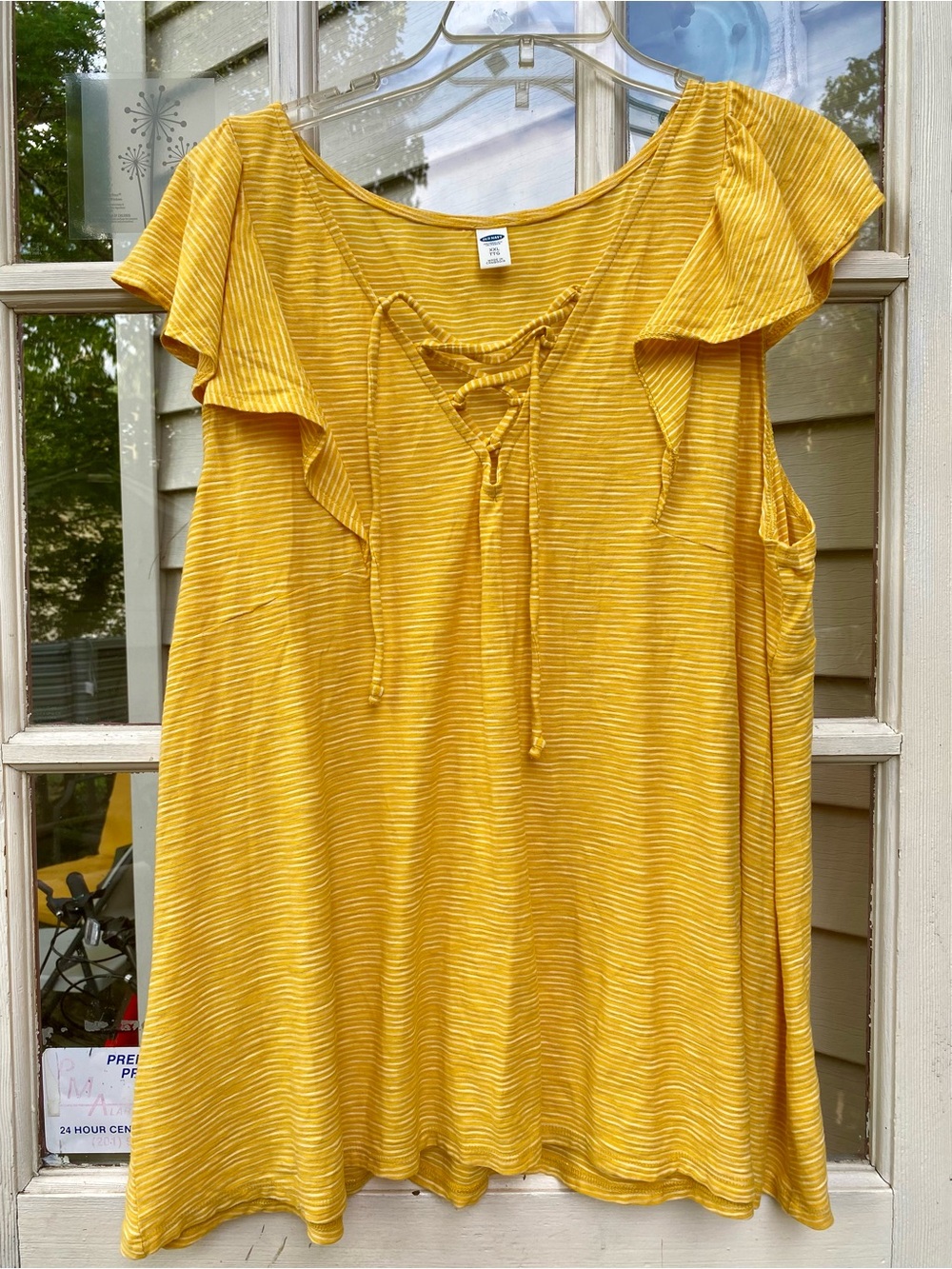 Old Navy Yellow Lace-Up Ruffle Sleeve Tunic